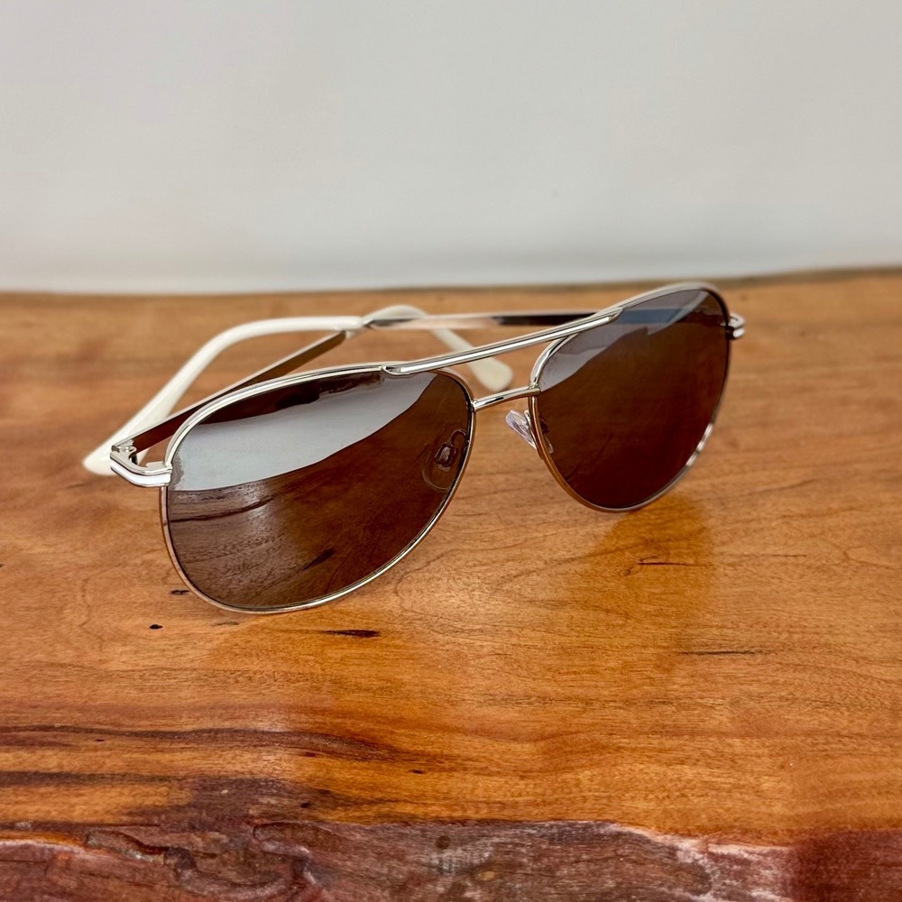 Bijou Brigitte Aviator Sunglasses‎ Silver White Metal Pilot 101.809.515 Cat 3